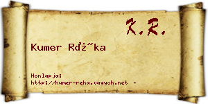 Kumer Réka névjegykártya